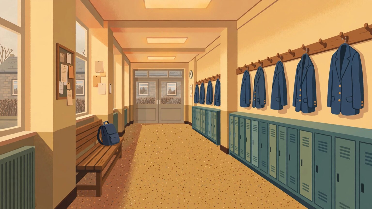 Dylan Llewellyn: From Derry Girls’ Wee English Fella to Big Boys Leading Man Illustration of a 1990s school corridor in Derry inspired by the setting of Derry Girls, the comedy that made Dylan Llewellyn famous as James Maguire