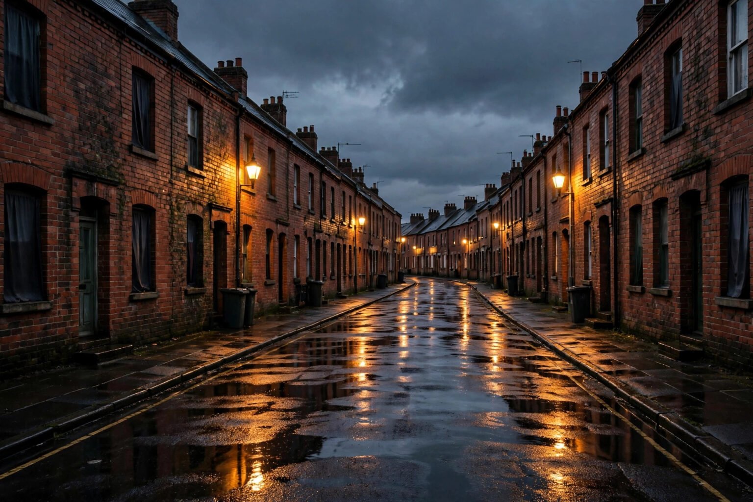 Jack O’Connell: Age, Sinners, SAS Rogue Heroes and His Best Films (2026) A northern English street of red-brick terraced houses at dusk, like the Derby streets where Jack O'Connell grew up