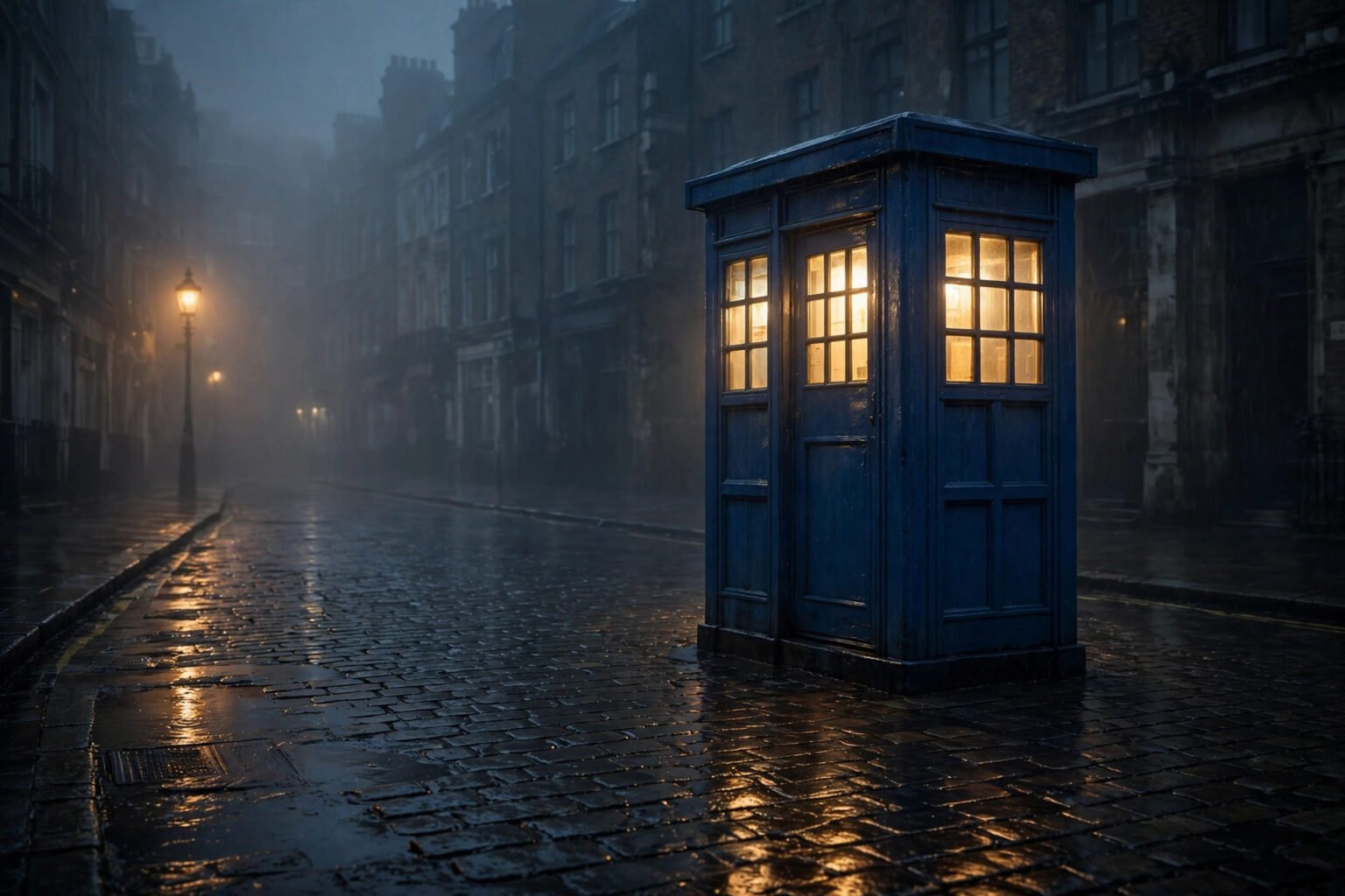 Ncuti Gatwa: Age, Doctor Who Exit, Sex Education and What He Is Doing Now A blue police box on a foggy London street at night, like the TARDIS from Doctor Who